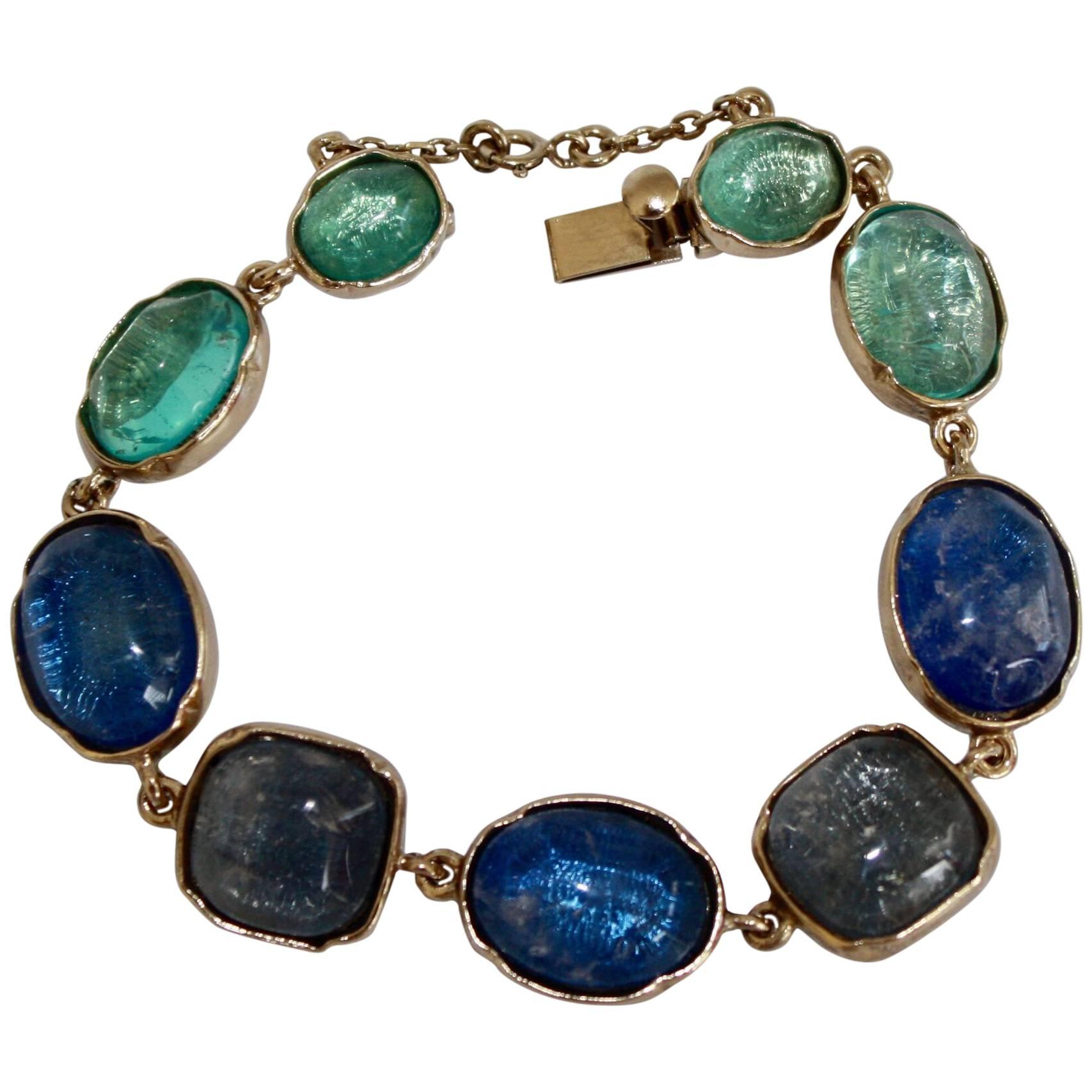 Goossens Paris Shades of Blue Rock Crystal Bracelet