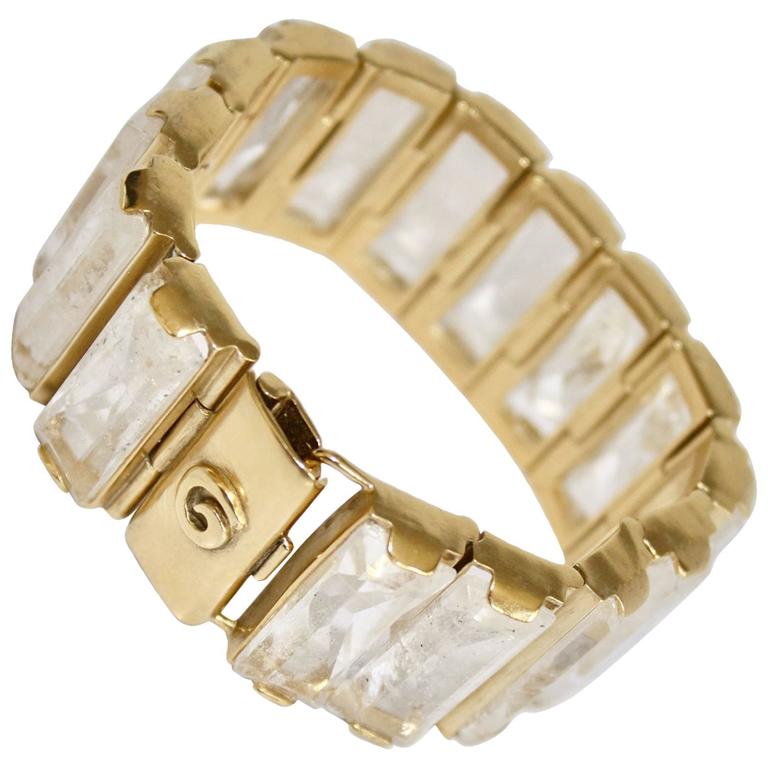 Goossens Paris Yellow Gold and Rock Crystal "Windsor" Bracelet at 1stdibs