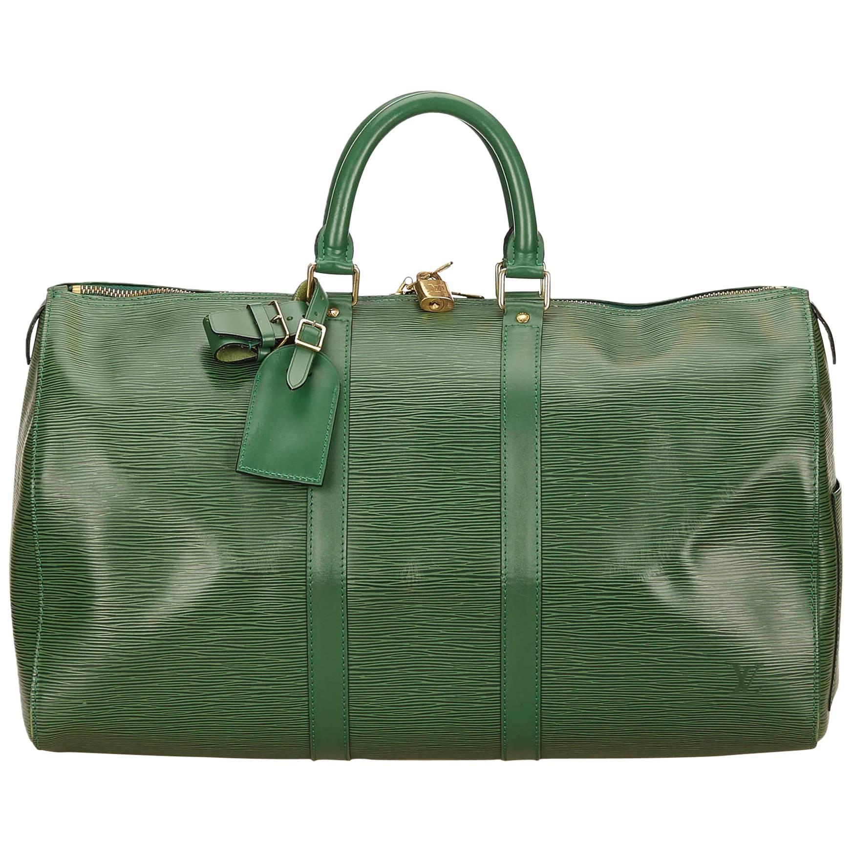 Louis Vuitton Green Epi Leather Keepall 45 Duffel Bag