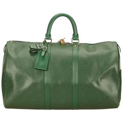 Retro Louis Vuitton Green Epi Leather Keepall 45 Duffel Bag