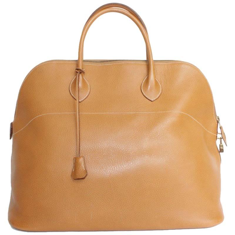 HERMES 'Bolide' Model in Gold Grained Leather Bag GM