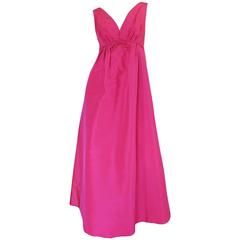 1950s Helen Rose Pink Silk Watteau Back Couture Dress 9