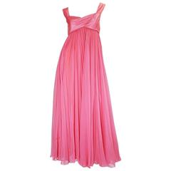 1960s Bonwit Teller Pink Silk Chiffon Dress & Huge Shawl 10