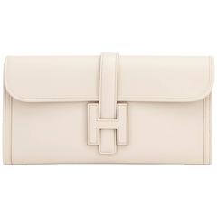 Hermès Beton Jige Elan 29cm Swift Off White Clutch Bag