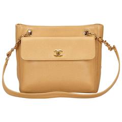 Chanel Beige Caviar Leather Shoulder Bag 4