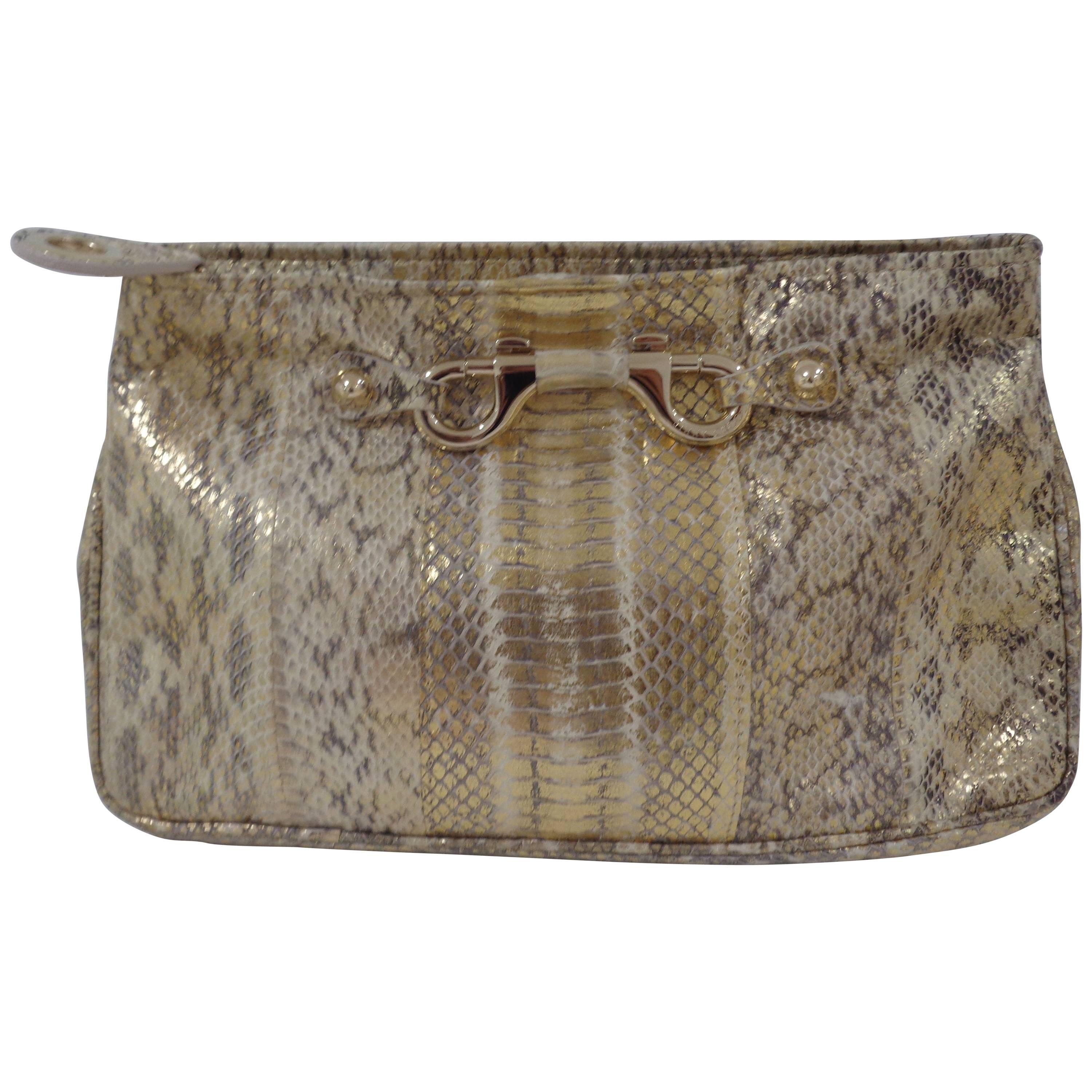 Jimmy Choo gold and silver tone pochette For Sale