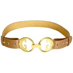 Vintage Gucci Leather Belt with Double G Buckle