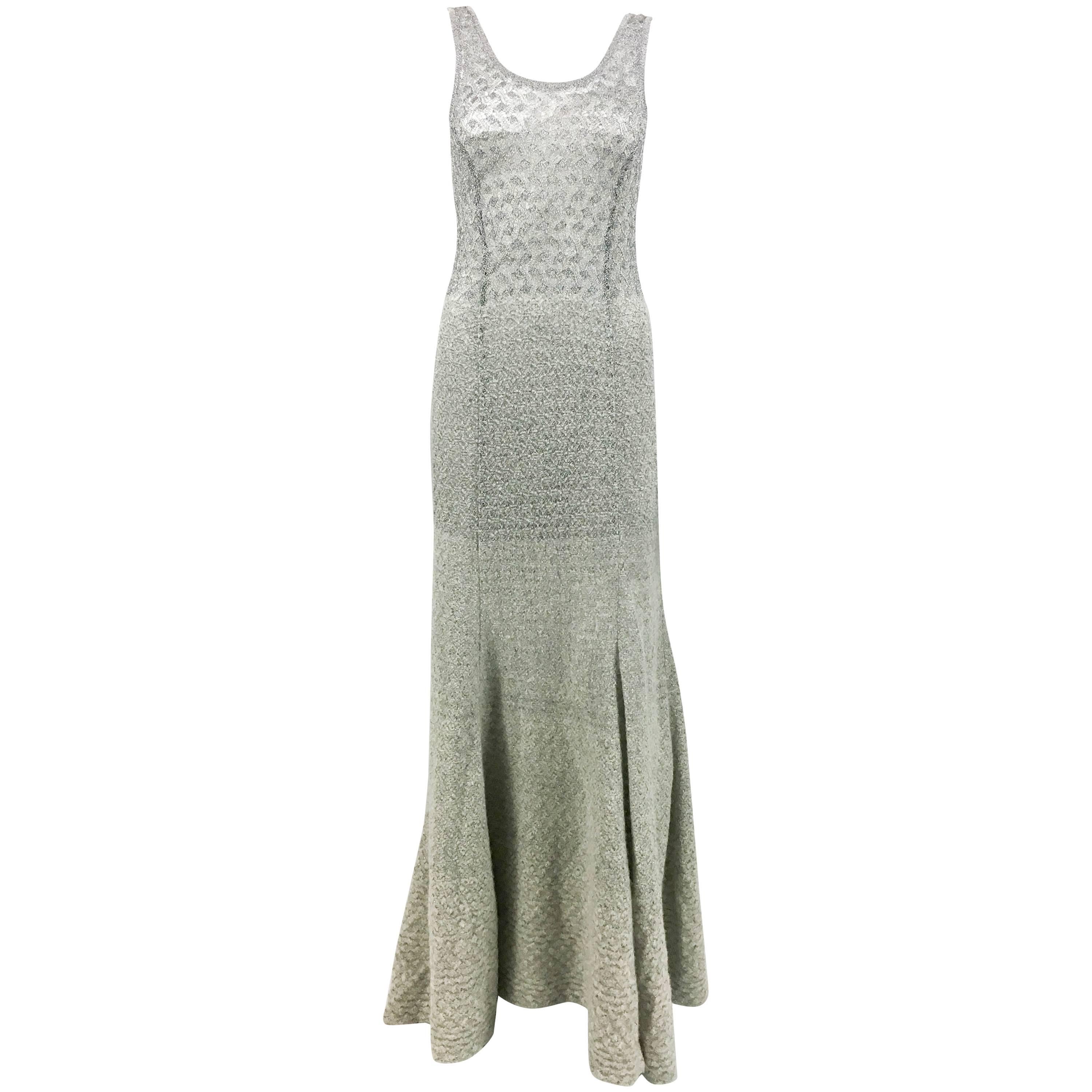 Missoni Grey Cashmere and Silver Lurex Gown For Sale
