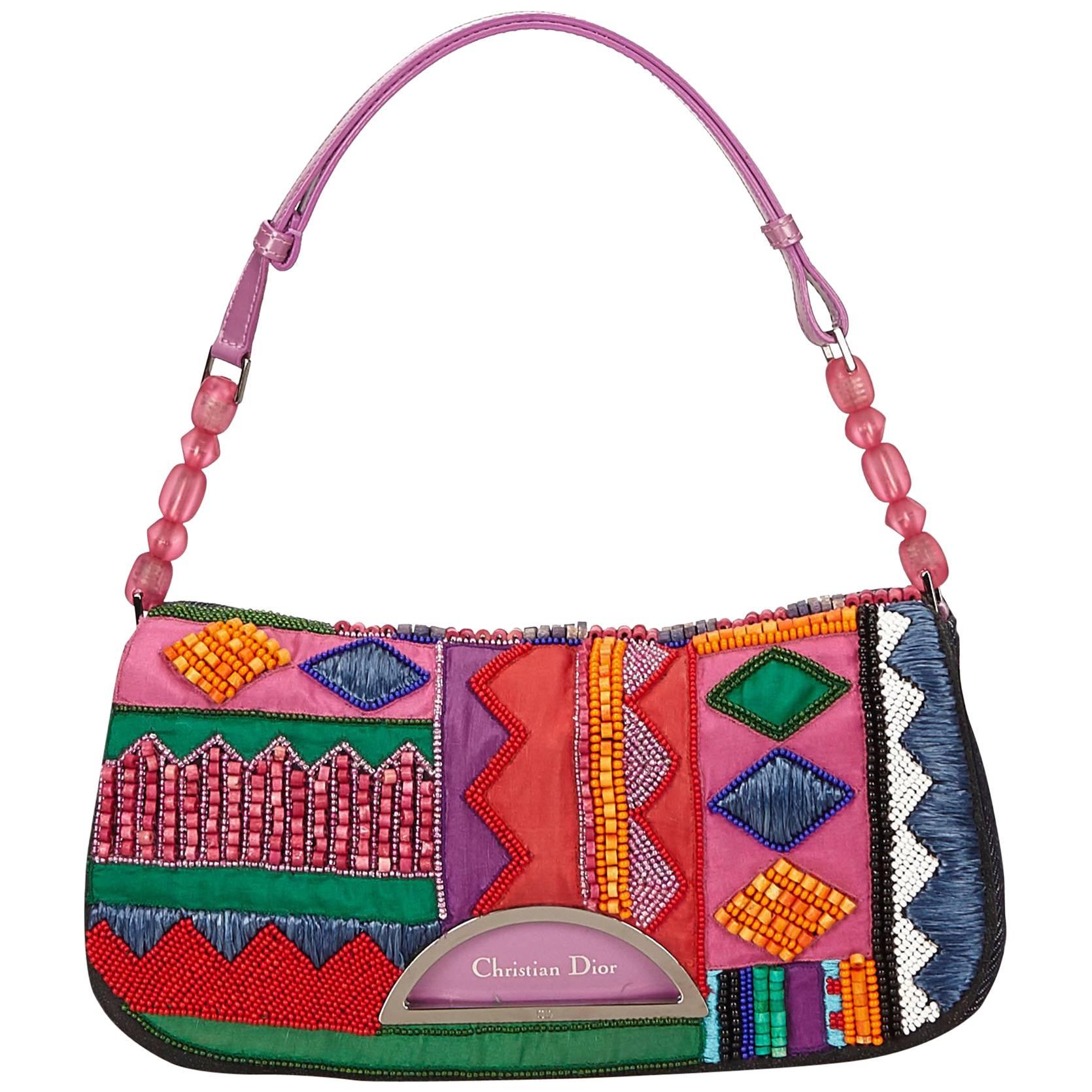 Christian Dior Denim Colour Beaded Malice Handbag