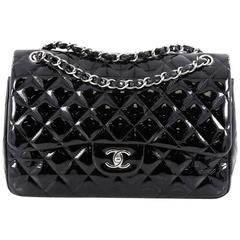 Chanel Classic Double Flap Bag Quilted Patent Jumbo