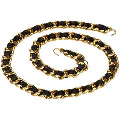 Chanel Black Leather Medallion Chain Belt 9