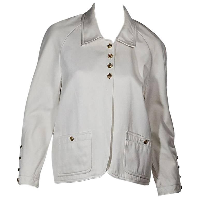 White Vintage Chanel Jean Jacket