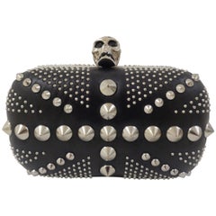 Alexander Mcqueen Black Silver studs and skull clutch