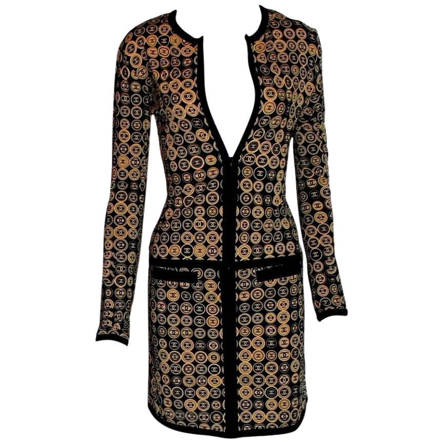 Stunning Chanel CC Logo Skirt Jacket Set Suit Ensemble