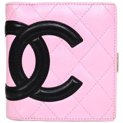 Chanel Pink Quilted Leather Cambon CC Wallet with Box