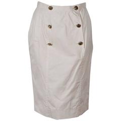 White Vintage Chanel Double-Button Skirt