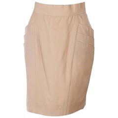 Tan Vintage Chanel Pleated Skirt