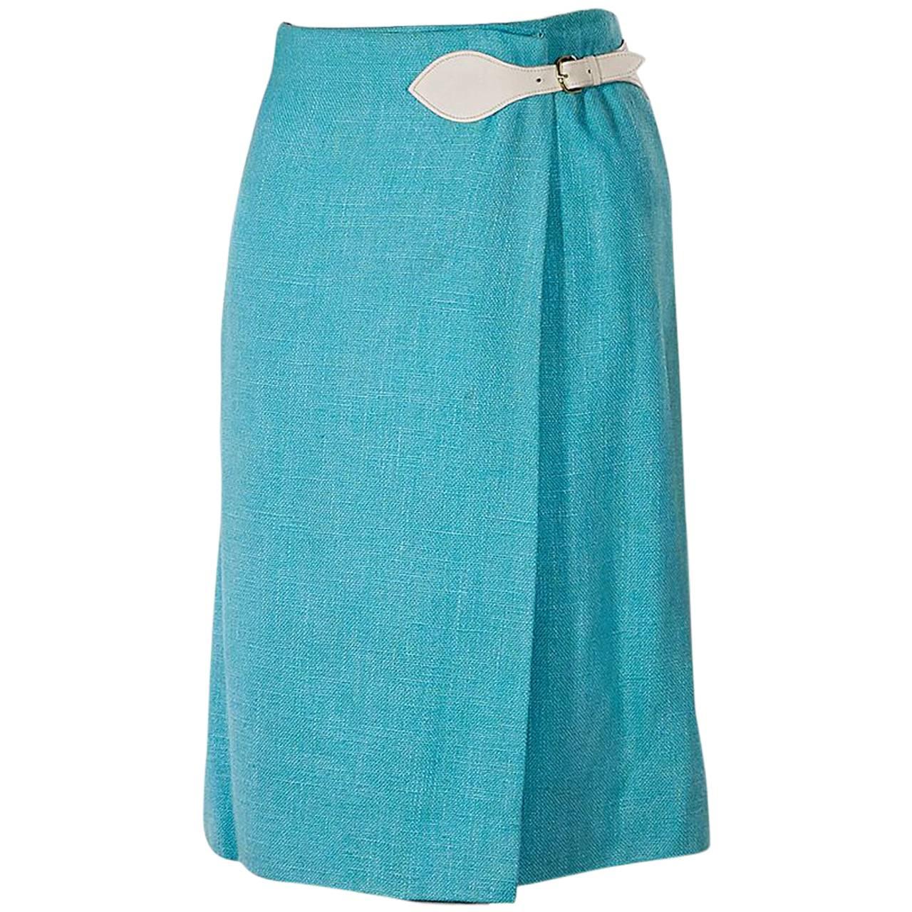 Teal Blue Vintage Hermès Wrap Skirt