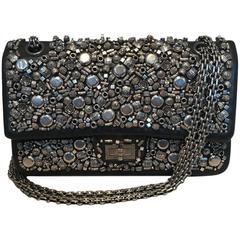 RARE Chanel Black Leather Studded Classic Flap 2.55 Shoulder Bag 8