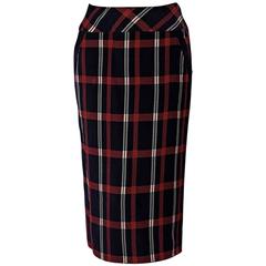 Multicolor Vintage Chanel Plaid Pencil Skirt 1