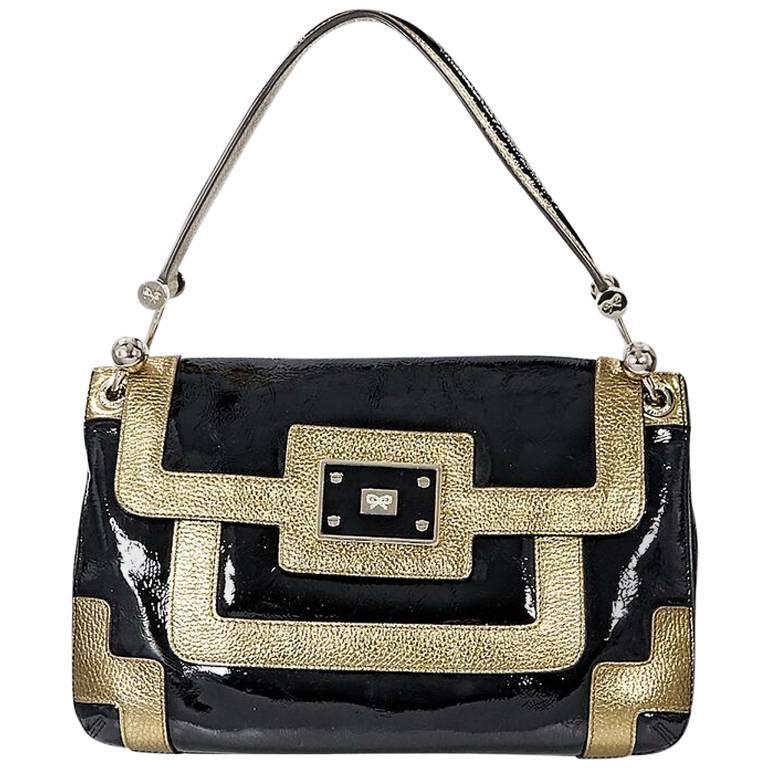 Black and Gold Anya Hindmarch Lautner Shoulder Bag For Sale at 1stDibs ...
