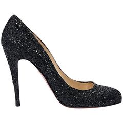 Black Christian Louboutin Glittered Simple Pumps 7