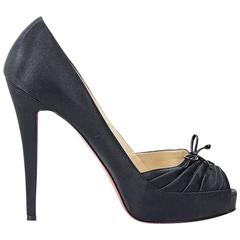 Black Christian Louboutin Satin Platform Pumps 3