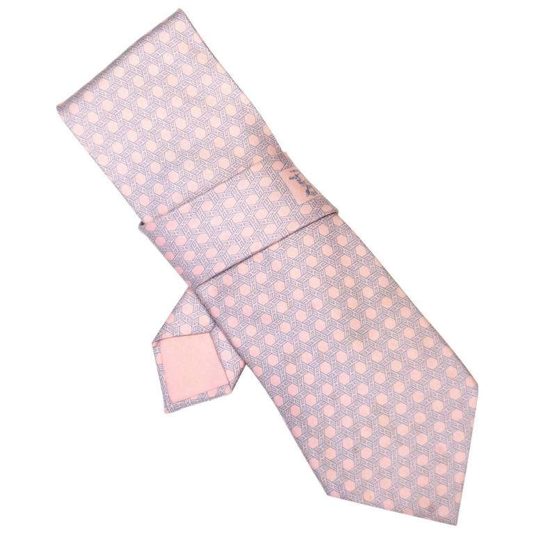 Hermes Pink and Blue H Print Silk Tie For Sale at 1stDibs hermes pink