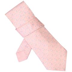 Hermes Pink Sea Theme Print Silk Tie