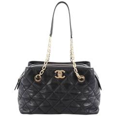 Chanel Retro Chain Zip Satchel Quilted Calfskin Small