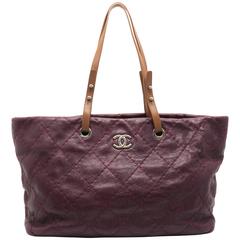 Chanel Purple Quilting Calfskin Silver Metal Shoulder Bag