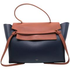 Celine Belt Bag Blue/ Brown Calfskin Leather Handbag