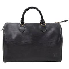 Retro Louis Vuitton Speedy 30 Black Epi Leather City Hand Bag