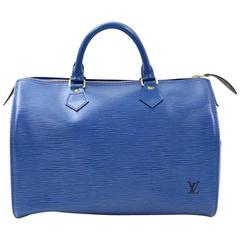 Vintage Louis Vuitton Speedy 30 Blue Epi Leather City Hand Bag