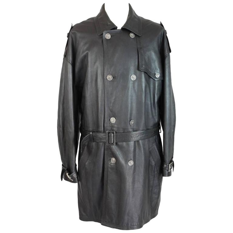 1993 GIANNI VERSACE olive shearling coat with astrakhan trim For Sale ...