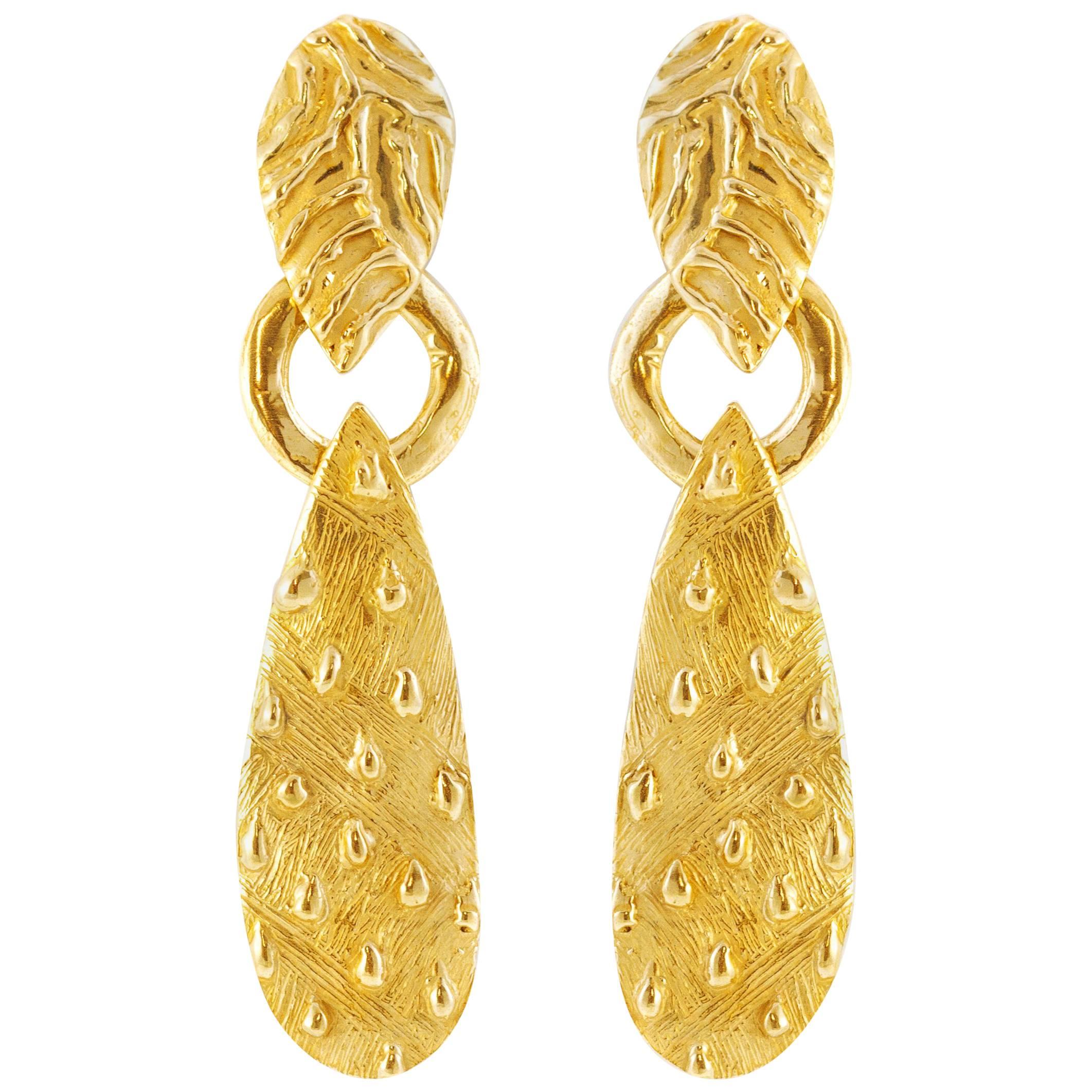 Giulia Barela Salento earrings, gold plated bronze For Sale