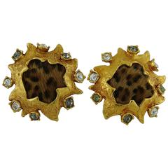 Christian Lacroix Vintage Jewelled Fur Clip-On Earrings 10