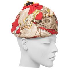Hermes Equestrian Printed Silk Turban, Circa 1970's 12