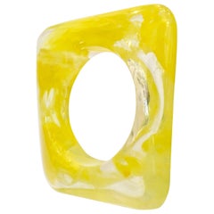 Lucite Organic Form Circle In A Square Bangle Bracelet