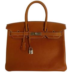 HERMES BIRKIN 35 Bag Barenia Faubourg Palladium Hardware RARE 2