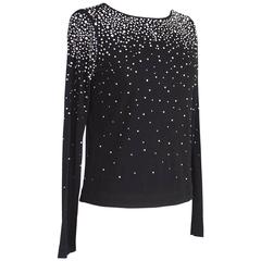 Dolce&Gabbana Top Black Swarovski Diamantes and Pearls 42 / 8 Like New 1