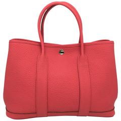 Hermes Garden Party TPM Rouge Duchesse / Red Buffle Leather Handbag