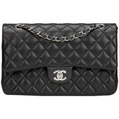 2017 Chanel Black Quilted Lambskin Medium Classic Double Flap Bag
