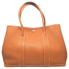 Hermes Garden Party PM Brown / Gold Togo Leather Shoulder Bag