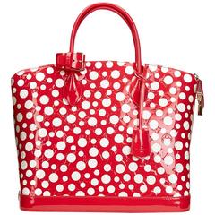 2010s Louis Vuittion Vernis Leather Dots Infinity Red Yayoi Kusama Lockit MM