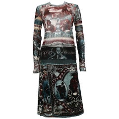 Jean Paul Gaultier Vintage Native American Print Top and Skirt Ensemble