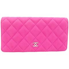 Chanel Pink Quilting Caviar Leather Long Wallet