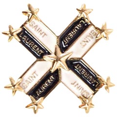 Saint Laurent Army Style Single Enamel Cross Earring with Box