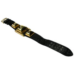 Hermès Vintage Médor Pm Collier de Chien Croc Watch Bracelet / GOOD DEAL 