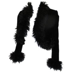 Escada Couture Black Velvet Bolero trimmed with feathers